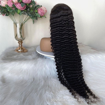 Dropshipping 4x4 5x5 6x6 Deep Wave Transparent Lace Closure Wig HD Frontal Closure Wig Brazilian Virgin Human Hair Closure Wig